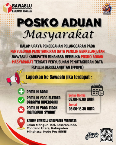 Flyer Posko Aduan Masyarakat Bawaslu Minahasa